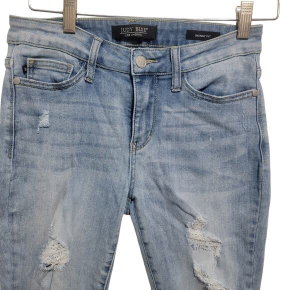 Judy Blue Skinny Fit Medium Wash Distressed Jeans Style # JB82125 Size 27 - Picture 6 of 9